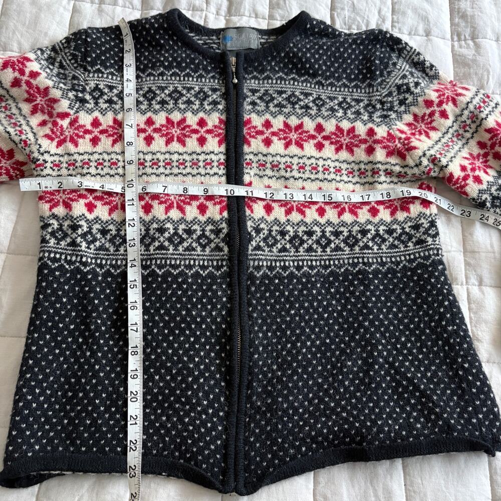 Scandia Wool Nordic Zip Cardigan Fair Isle Lg Scandigirl Cabincore GORPCORE - Picture 3 of 4